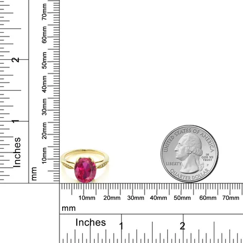Vista 67 de Gem Stone King Anillo de compromiso de oro amarillo de 14 quilates de 2-3 quilates con piedra preciosa ovalada de 0.394 x 0.315 in y diamantes