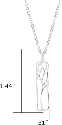 Vista 4 de Boma Collar con colgante de silueta de árbol rectángulo de plata esterlina, 20 pulgadas, Metal