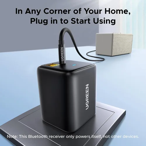 Vista 4 de UGREEN Adaptador de audio LDAC Bluetooth 6.0 para altavoces domésticos de TV, receptor Bluetooth de audio inalámbrico de alta resolución, añade