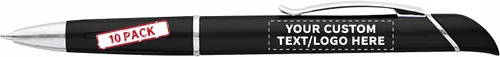 Vista 9 de DISCOUNT PROMOS Allende Twist - 10 bolígrafos de plástico con resaltador, elegante, duradero, tinta negra, color negro