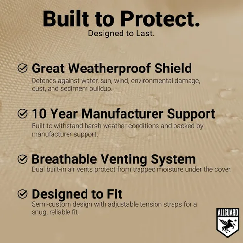 Vista 5 de AllGuard - Funda impermeable para carrito de golf, poliéster resistente, protege de la lluvia, el sol, los rayos UV y más, color bronceado
