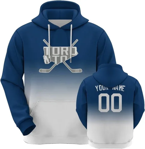 Vista 21 de Custom Hockey City Map Gradient Hoodies-Personalized Name Number Hooded Sweatshirts Hockey Fans Gifts for Men,Women,Youth