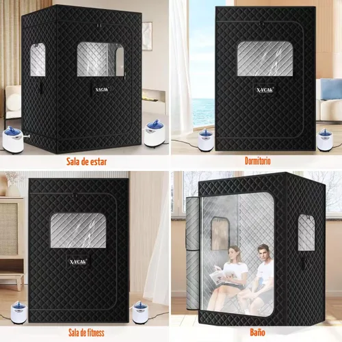 Vista 6 de X-Vcak Sauna para 2 personas, sauna portátil con 5 capas impermeables, tienda de campaña de sauna de vapor portátil con 2 vapores, 2 sillas