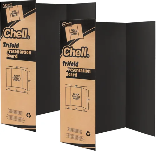 Vista 10 de Chell Tablero de Póster Tríptico de Tamaño Mini, 16" x 24", Tableros de Proyecto Corrugados Pequeños, Negro, Paquete de 2