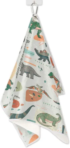Vista 5 de AUUXVA Divertida toalla de golf con diseño de dinosaurio de animales para bolsas de golf con clip para hombres y mujeres, bonita toalla de golf
