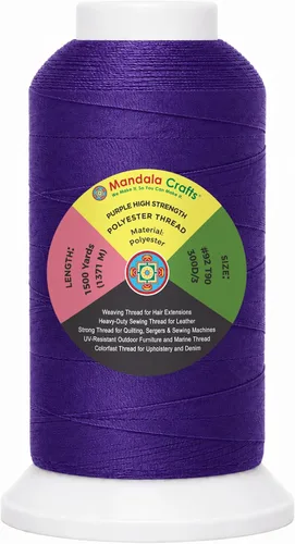 Vista 42 de Mandala Crafts Airforce Blue Tex 70 - Hilo de poliéster para tapicería 1500 Yds T70 UV Resistant Strong Thread for Leather Sewing, Marine