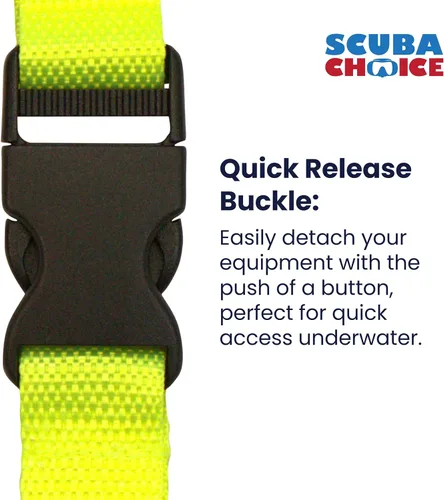Vista 5 de Scuba Clips Lanyard with Dual Clips and Quick Release Buckle, Scuba Accessory for Diving, Dive Clip for Equipment Essentials Amarillo