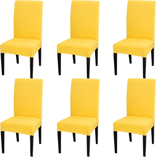 Vista 17 de Juego de 4 fundas para sillas de comedor, fundas elásticas de elastano para sillas de comedor, extraíbles y lavables, protectores desmontables