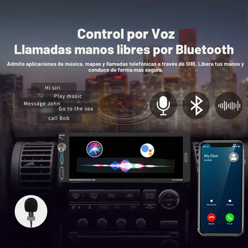 Vista 5 de Radio de pantalla táctil de coche de un solo DIN (6.9") con Apple