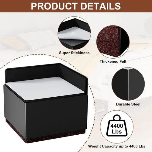 Vista 5 de Ezprotekt Elevadores de cama de 2 pulgadas, elevadores de muebles resistentes para cama, sofá, silla, marco de patas de mesa, elevadores de cama