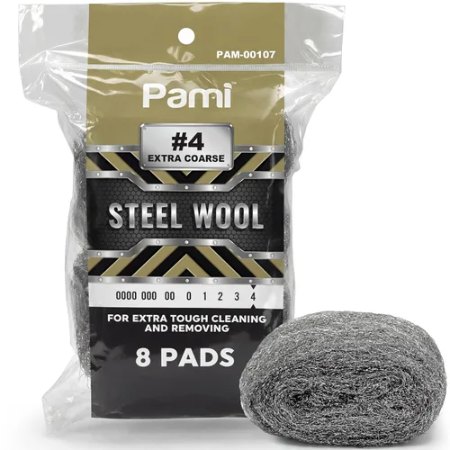 Vista 14 de PAMI #0 - Estropajos de lana de acero de grado fino mediano, paquete de 8, almohadillas de limpieza reutilizables antiarañazos para cocina y baño