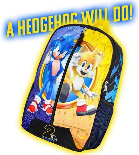 Vista 5 de Bioworld Mochila Sonic para la escuela The Hedgehog and Tails Moldeada de 16 pulgadas, Multi colorido, Classic