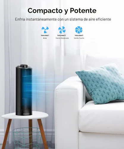 Vista 2 de Abolee Ventilador de torre, ventilador de escritorio de 23 pies/s, ventilador de mesa oscilante de 70° para dormitorio, ventilador de mesa de pie