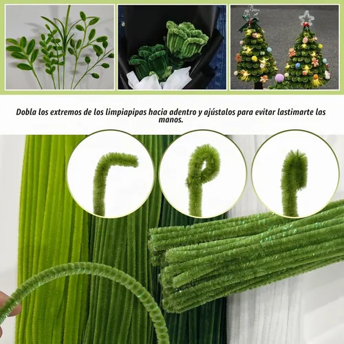 Vista 7 de Kit de flores de limpiapipas verdes, 450 piezas de tallos