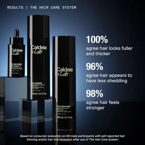 Vista 2 de Caldera + Lab The Hair Serum Suero espesante para hombres para adelgazar y retroceder el cabello, soporta un cabello más completo y de aspecto más