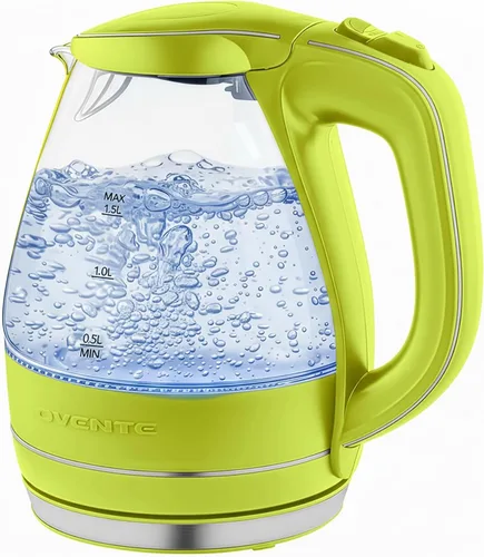 Vista 11 de OVENTE Hervidor Eléctrico, 1.5L de Vidrio de Borosilicato para Encimera, Calentador y Hervidor de Agua para Café o Té, Libre de BPA, Apagado Rosa