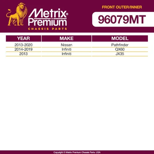 Vista 3 de Metrix Premium Chassis Parts - Kit de 4 piezas de extremos de barra de acoplamiento frontal exterior e interior compatible con Nissan Pathfinder