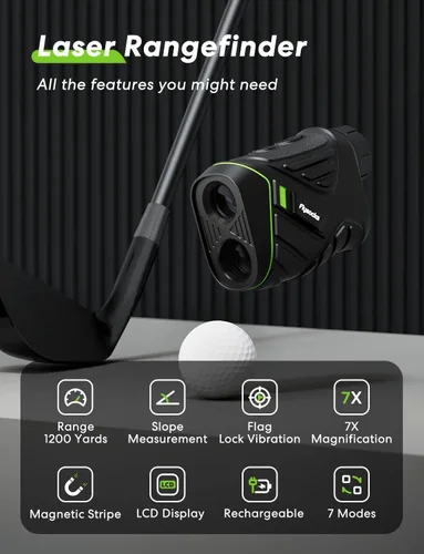 Vista 2 de Flysocks Golf Rangefinder with Slope, 1200 Yards Laser Range Finder, 7X Magnification, Rechargeable Range Finders Golfing with Flagpole Lock