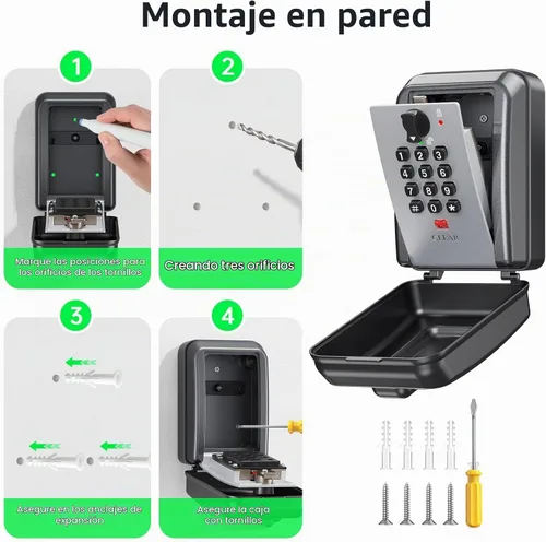 Vista 7 de Caja de Seguridad para Llaves MAILADA, Caja de Seguridad con Combinación de 12 Dígitos para Llaves, Código de Reposo, Gran Capacidad y Resistente a