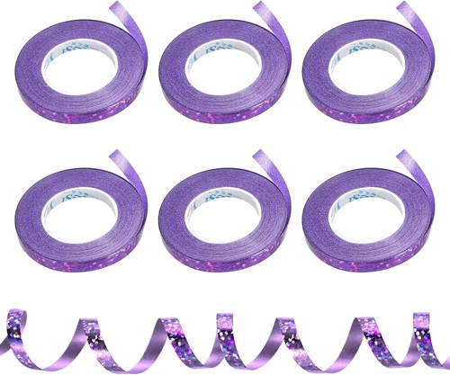 Vista 7 de PATIKIL 6 cintas rizadoras de 3/16 pulgadas con láser metálico brillante de 11 yardas iridiscentes para decoración de fiestas, envoltura de regalos