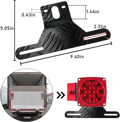 Vista 2 de Kewucn Soporte de luz de aluminio para matrícula de automóvil, soporte para placa de matrícula y montaje de luz, accesorios exteriores universales