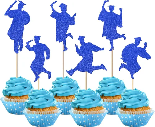 Vista 29 de Rsstarxi Paquete de 40 decoraciones para cupcakes Class of 2025 Congrats Grad 2025 Grad Cap Diploma Cupcake Picks Decoraciones para So Proud of You