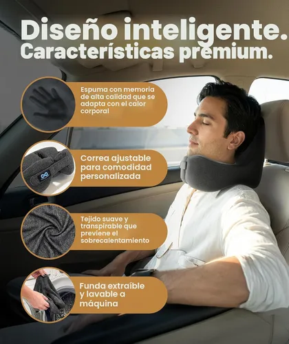 Vista 4 de Everlasting Comfort Almohada cervical mejorada para aviones - Reposacabezas de viaje de espuma viscoelástica para volar - Almohadas de viaje 2-Gris
