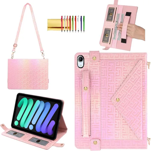 Vista 85 de Funda tipo bolso para iPad mini de 5ª/4ª/3ª/2ª/1ª generación de 7.9 pulgadas, Techcircle funda ligera tipo folio con soporte bandolera con billetera