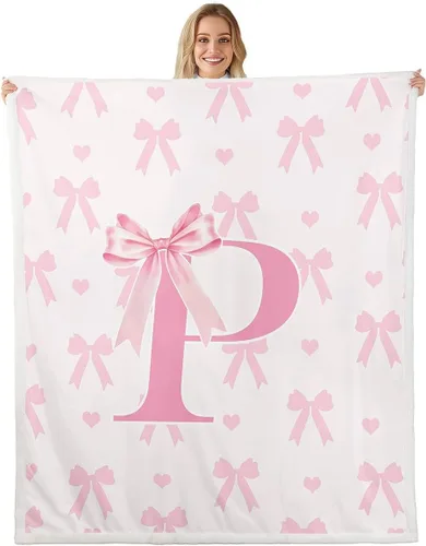 Vista 25 de Manta de franela rosa con lazo, estilo princesa, manta de forro polar de ensueño para decoración del hogar, sofá, sofá, manta romántica de forro