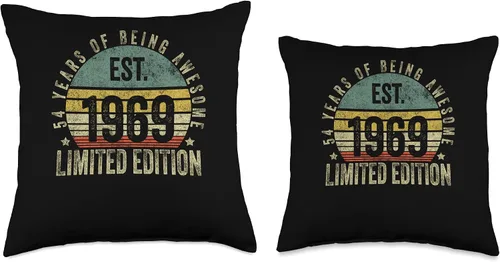 Vista 3 de Vintage 54 Year Old Est 1969 Limited Edition 54th Birthday Throw Pillow