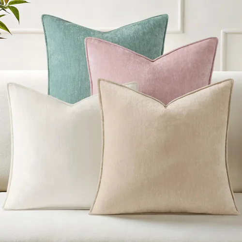 Vista 9 de decorUhome Juego de 4 fundas de almohada de verano de 18 x 18 pulgadas, fundas decorativas de felpilla neutra suave con diseño elegante para sala