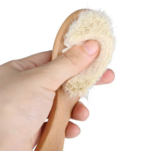 Vista 5 de Cepillo de pelo de bebé, peine de madera suave para el masaje de la cabeza del recién nacido y el aseo