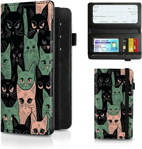Vista 68 de Funda para chequera para hombres y mujeres, cartera de cuero RFID con ranuras para tarjetas de crédito, soporte de cheques duplicados personales