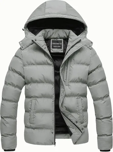Vista 8 de CREATMO US Chaqueta acolchada para hombre, impermeable, para invierno, abrigo de esquí grueso y cálido