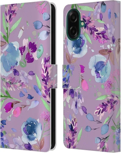 Vista 201 de Head Case Designs Officially Licensed Ninola Abstract Poppies Lilac Floral Leather Wallet Case Compatible with Samsung Galaxy A07 4G