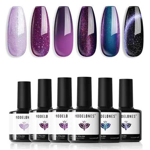 Vista 21 de modelones Juego de imanes de ojo de gato, esmalte de gel francés con corazón de ojo de gato, kit de herramientas de uñas de doble cabeza 5 en 1