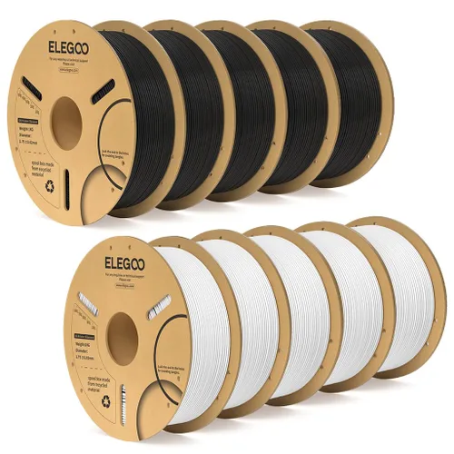Vista 21 de ELEGOO Paquete de filamento PLA Plus negro 10KG, filamento para impresora 3D PLA+ resistente de 1.75mm precisión dimensional +/- 0.02mm, paquete