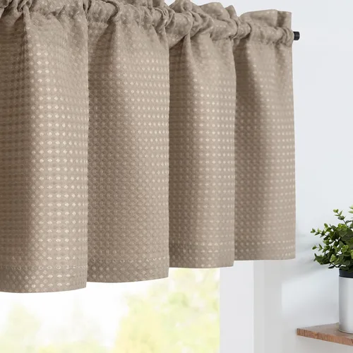 Vista 9 de Cenefa con textura de tejido waffle para cocina, cortinas de ventana impermeables (60 x 18 pulgadas, Sage, un panel)