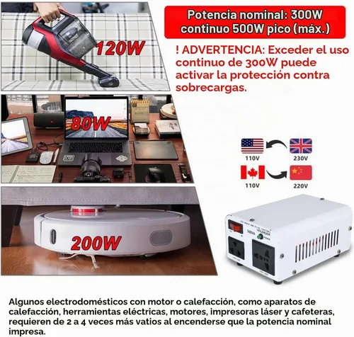 Vista 4 de Yinleader 500W 110V a 220V Convertidor de Voltaje Transformador Paso Arriba Blanco
