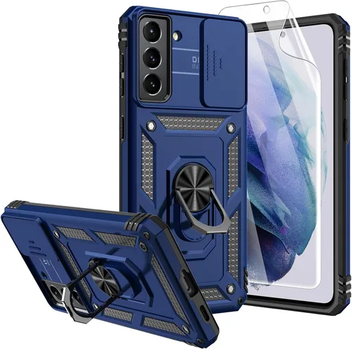 Vista 11 de Funda para Galaxy S21, con protectores de pantalla y funda para cámara, [grado militar] de 16 pies. Funda a prueba de caídas con función de atril
