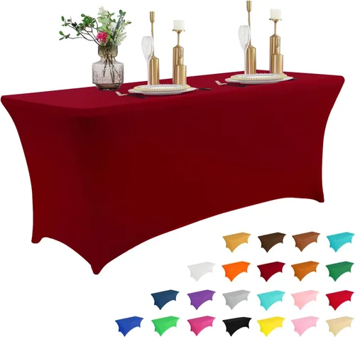 Vista 42 de IVAPUPU - Mantel de elastano para mesas rectangulares, ajustado, elástico, lavable, protector de mesa para eventos, fiestas, bodas, cócteles, Negro