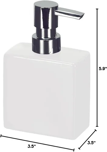 Vista 5 de Kleine Wolke Dispensador de jabón líquido de porcelana moderna para baño, 10 onzas, corto, dispensador de jabón flash de baño de lujo (blanco)