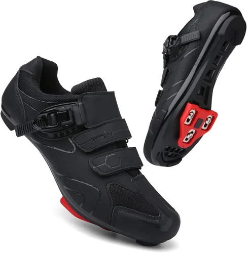 Vista 8 de Zapatos de ciclismo para hombre y mujer, compatibles con pedales de bicicleta de interior Peloton, zapatos de bicicleta de carretera preinstalados