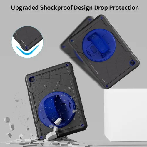 Vista 5 de Funda para Samsung Galaxy Tab A8 de 10.5 pulgadas 2022 con protector de pantalla giratorio 360º correa de mano y soporte, a prueba de caídas