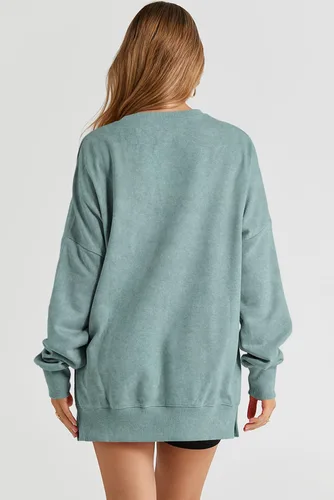 Vista 188 de SHEWIN Sudadera casual de manga larga con cuello redondo para mujer, ligera, holgada