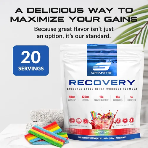 Vista 8 de Granite Nutrition Recovery - Bebida intraentrenamiento prémium con EAA, dextrina en racimo, Sensoril y Senactiv para rendimiento atlético