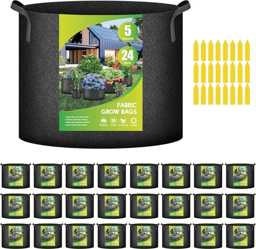 Vista 12 de iPower Paquete de 12 bolsas de cultivo de 1 galón, macetas de tela no tejida de aireación gruesa resistente con asas de nailon y 12 etiquetas