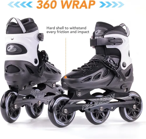 Vista 8 de PAPAISON Patines en línea ajustables para adultos para hombres y mujeres con 3 ruedas de 100 mm, patines de exterior para fitness, velocidad