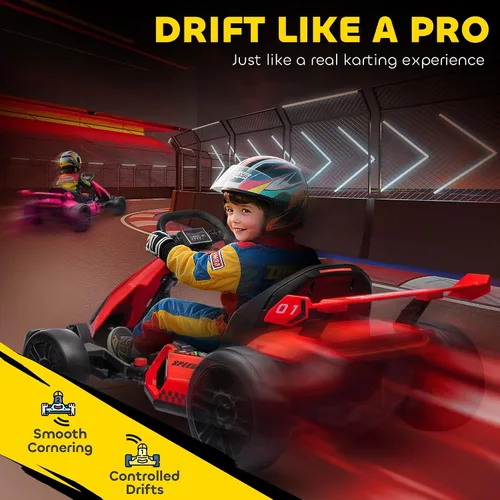 Vista 6 de Go Kart eléctrico de 24 V, 7.5 MPH con asiento ajustable y arranque lento