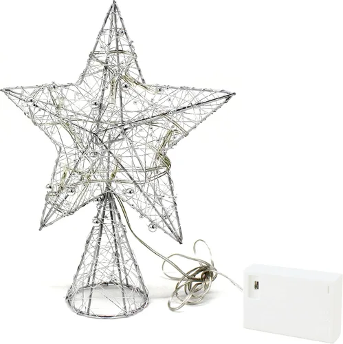 Vista 23 de CVHOMEDECO. Estrella Negra para la Copa del Árbol con Luces LED Blanco Cálido y Temporizador para Adornos de Remate de Árbol de Navidad y Decoración